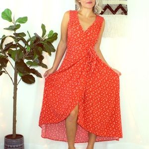 Universal Thread Orange Floral Wrap Dress